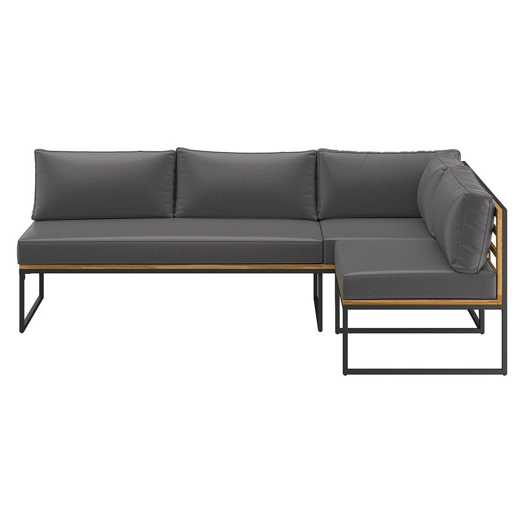 Montert spise-loungesett Floris stål/akasie 115x68 cm på terrasse
