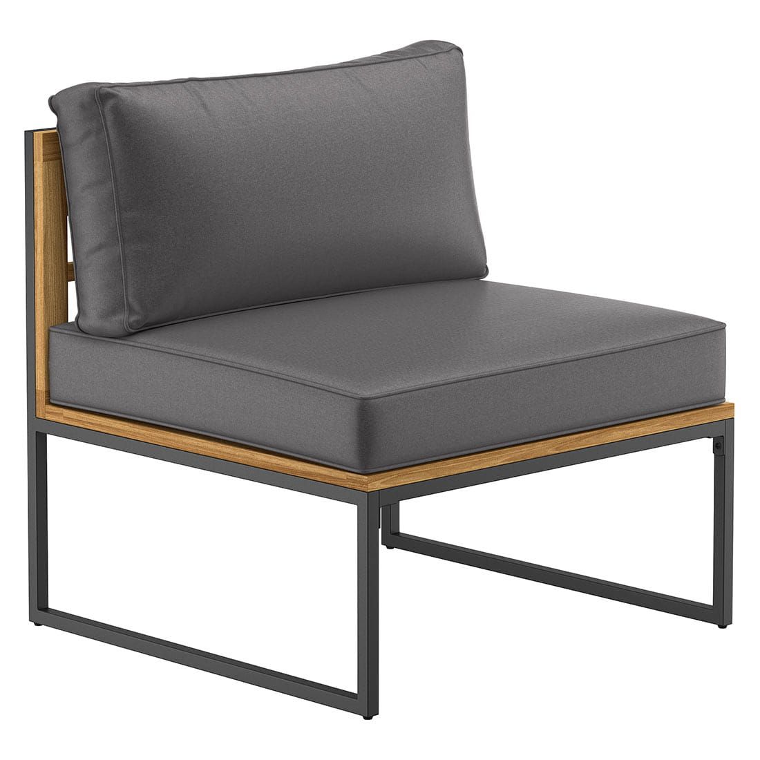Spise-loungesett Floris stål/akasie 115x68 cm ottomane høyre side