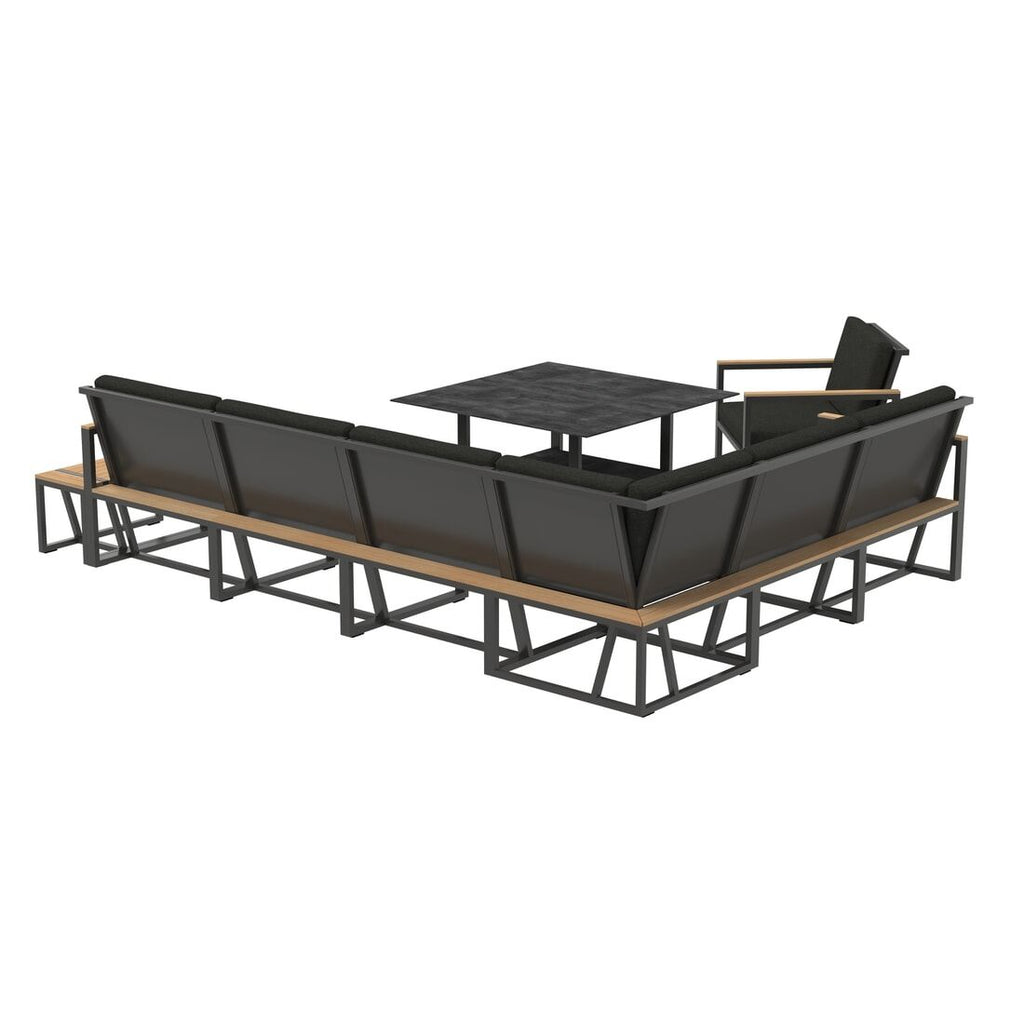 Nærbilde av aluminiumramme på Spise-loungesett Havanna aluminium 222x294 cm