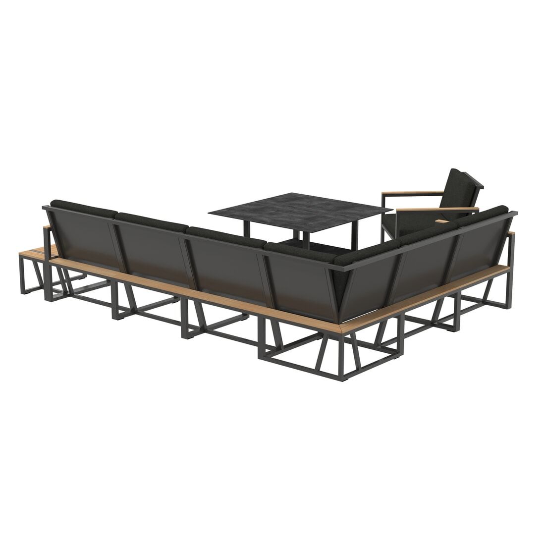 Nærbilde av aluminiumramme på Spise-loungesett Havanna aluminium 222x294 cm