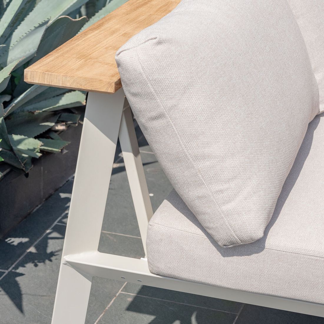 Spise-loungesett Jimmy aluminium/teak 216x99 cm - LifestyleGarden