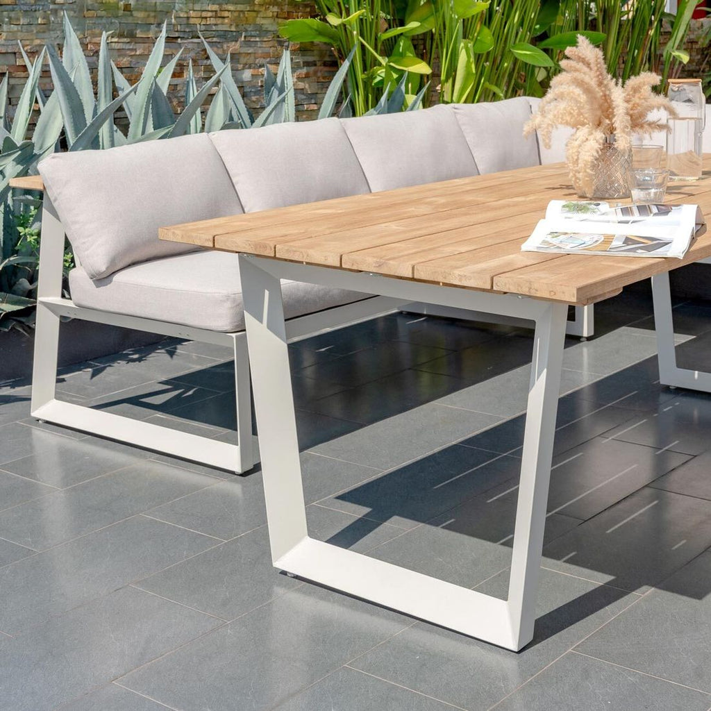 Spise-loungesett Jimmy aluminium/teak 216x99 cm - LifestyleGarden