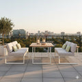 Spise-loungesett Jimmy aluminium/teak 216x99 cm forfra