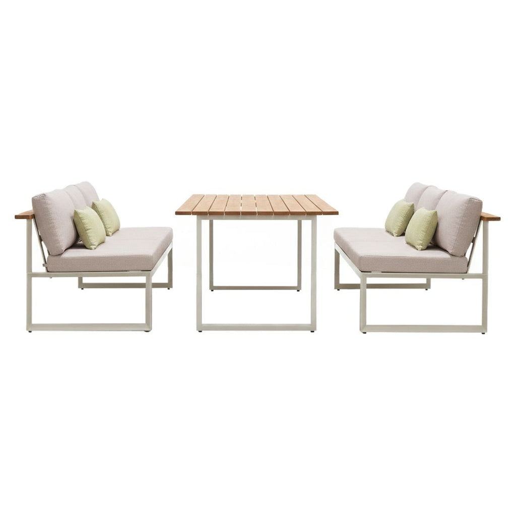 Spise-loungesett Jimmy aluminium/teak 216x99 cm bakside
