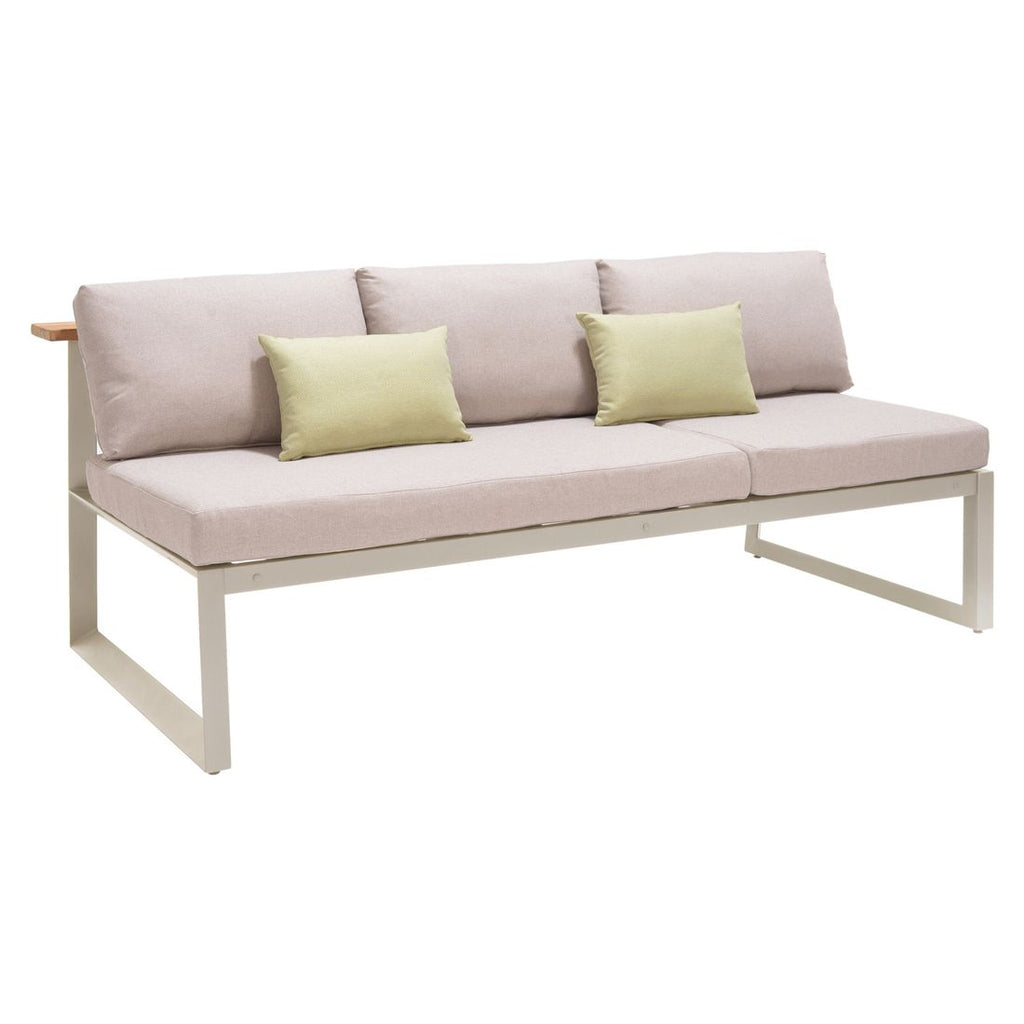 Nærbilde av aluminiumramme på Spise-loungesett Jimmy aluminium/teak 216x99 cm
