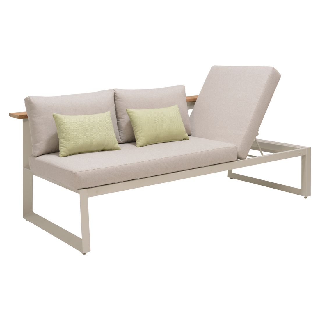 Spise-loungesett Jimmy aluminium/teak 216x99 cm med relaxfunksjon