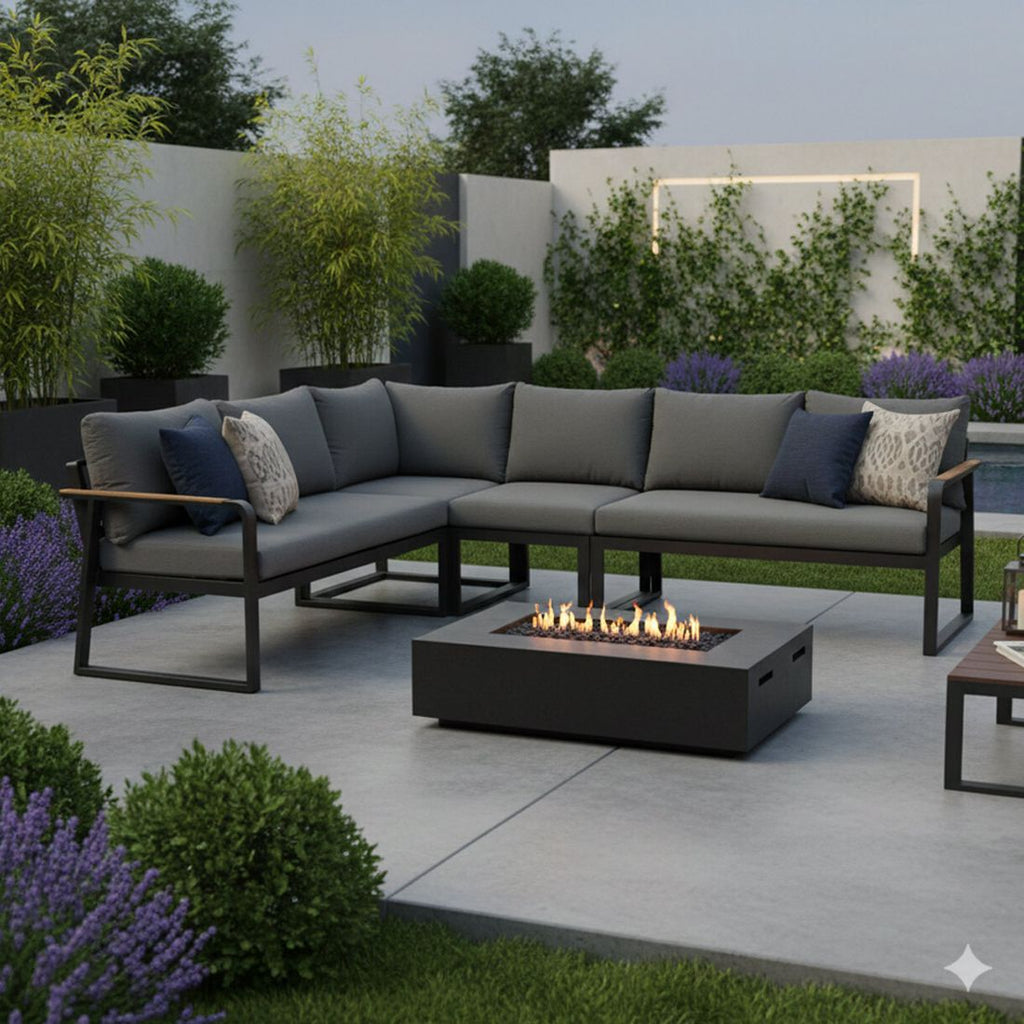 Spise-loungesett Limone aluminium/olefin antrasitt forfra