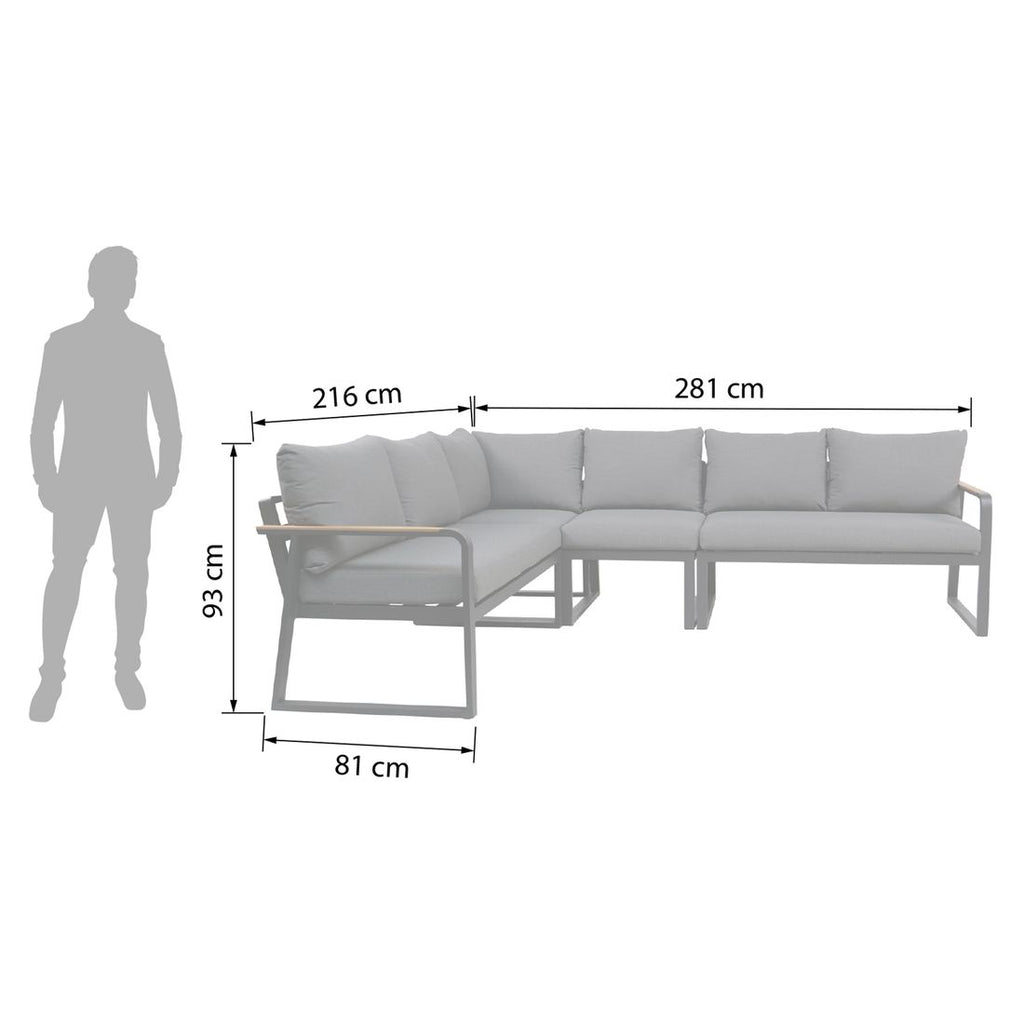 Spise-loungesett Limone aluminium/olefin antrasitt detalj av stoff