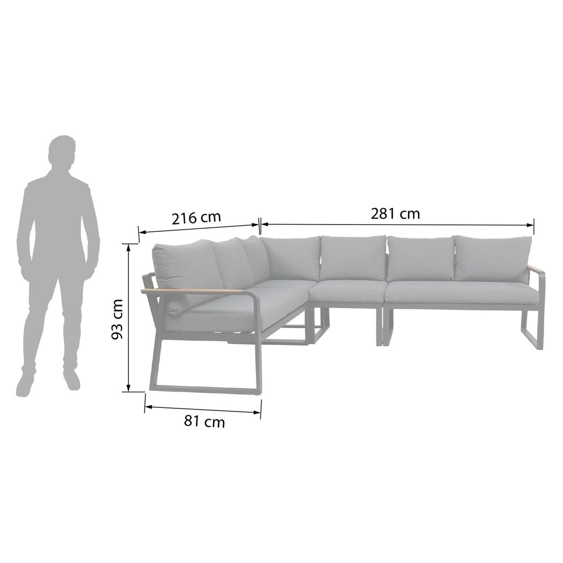 Spise-loungesett Limone aluminium/olefin antrasitt detalj av stoff