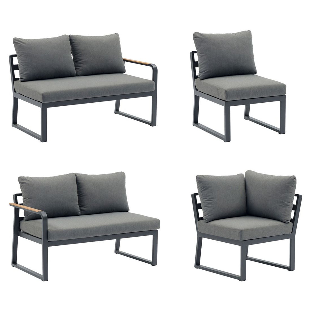 Spise-loungesett Limone aluminium/olefin antrasitt montert i hage