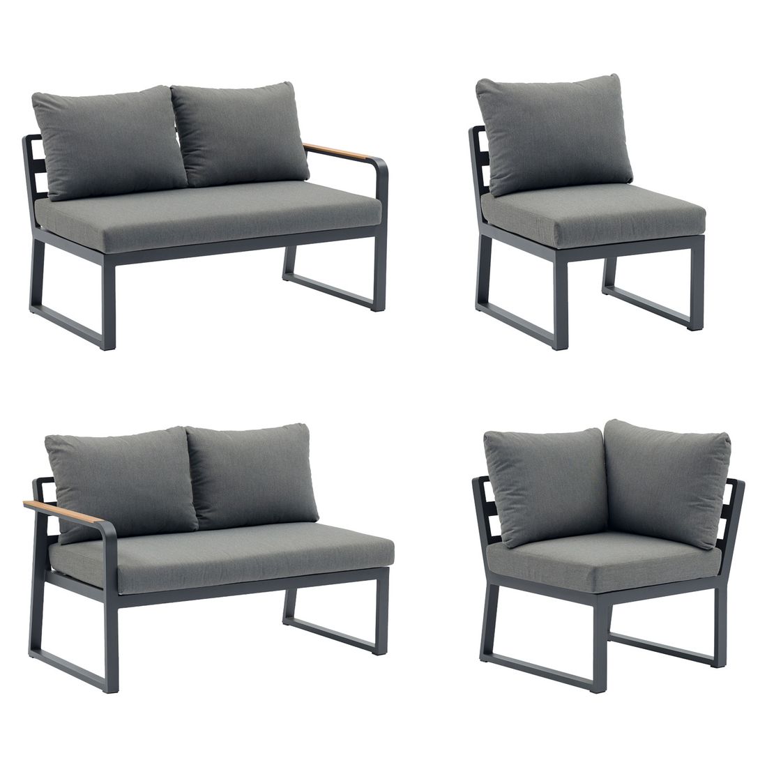 Spise-loungesett Limone aluminium/olefin antrasitt montert i hage