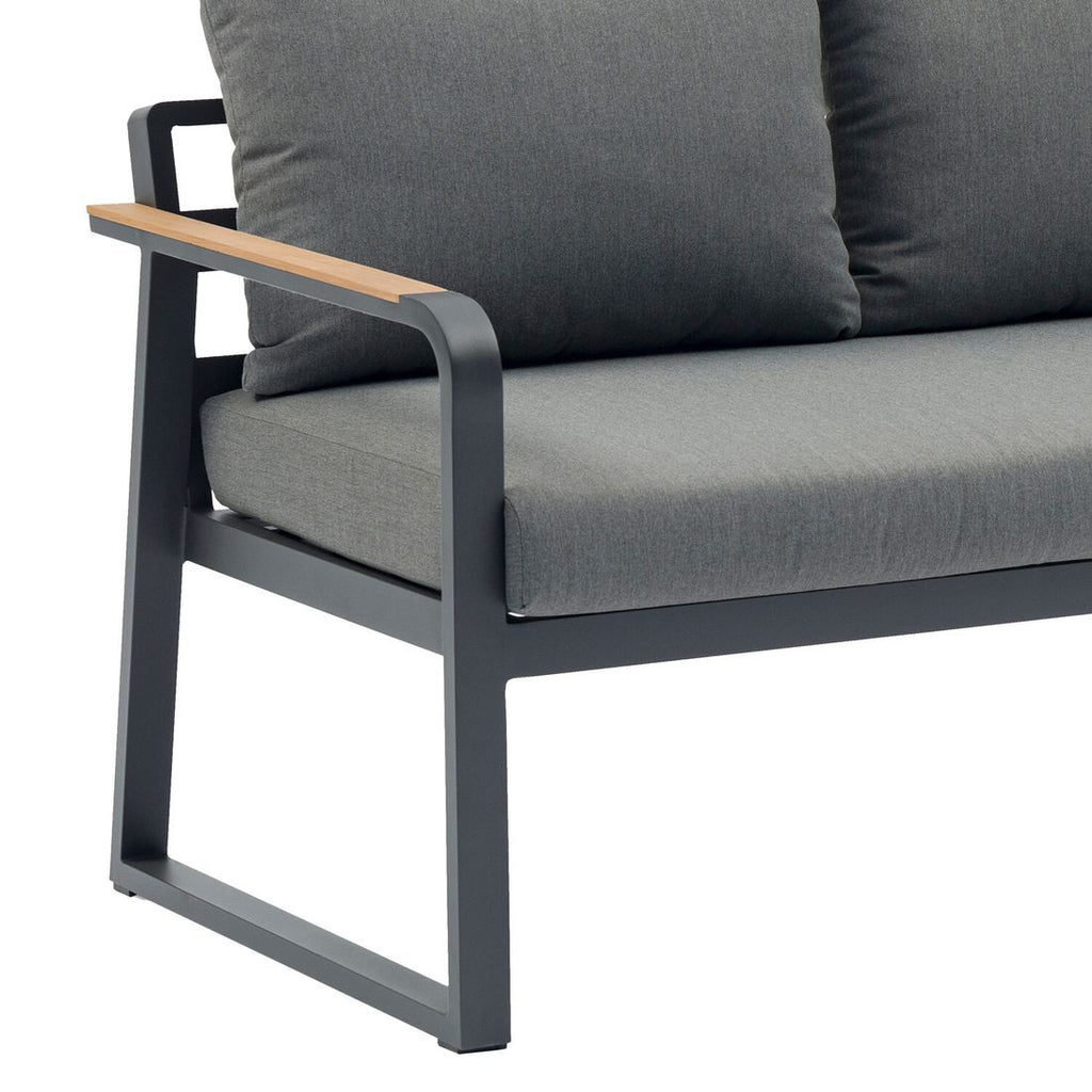 Spise-loungesett Limone aluminium/olefin antrasitt nærbilde av armlene