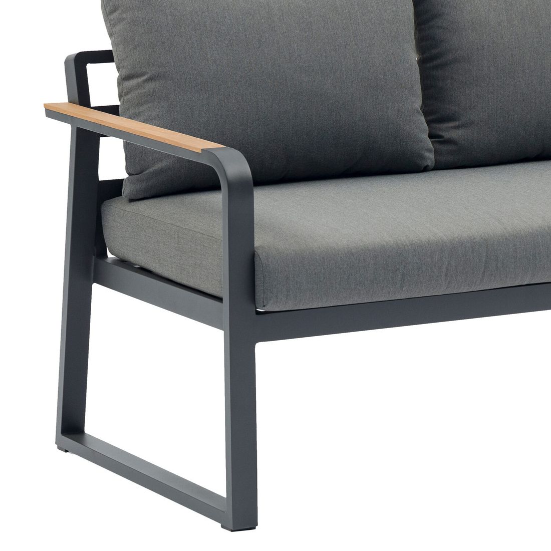 Spise-loungesett Limone aluminium/olefin antrasitt nærbilde av armlene