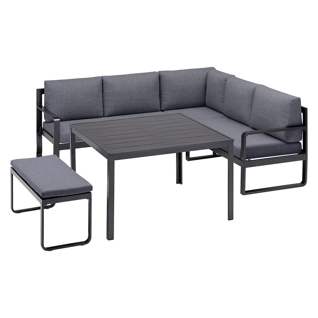 Detalj av spise-loungesett Ocean aluminium 112,5x112,5 cm