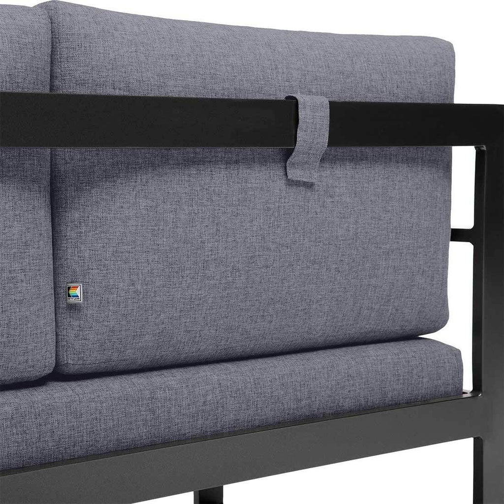 Spise-loungesett Ocean aluminium 112,5x112,5 cm visning fra siden