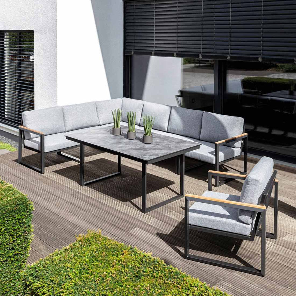 Spise-loungesett Ocean Skid aluminium HPL antrasitt bakside