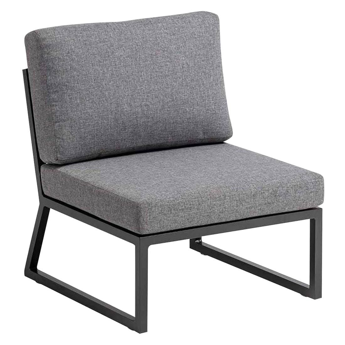 Montert spise-loungesett Ocean Skid aluminium HPL antrasitt på terrasse