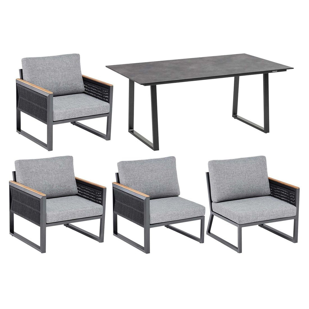 Spise-loungesett Ocean Skid aluminium 160x95 cm detalj aluminiumramme