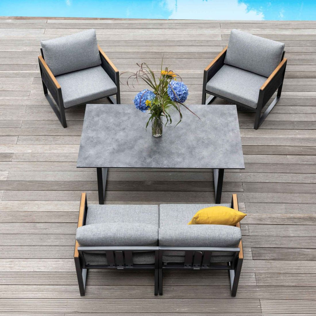 Spise-loungesett Ocean Skid aluminium 160x95 cm front