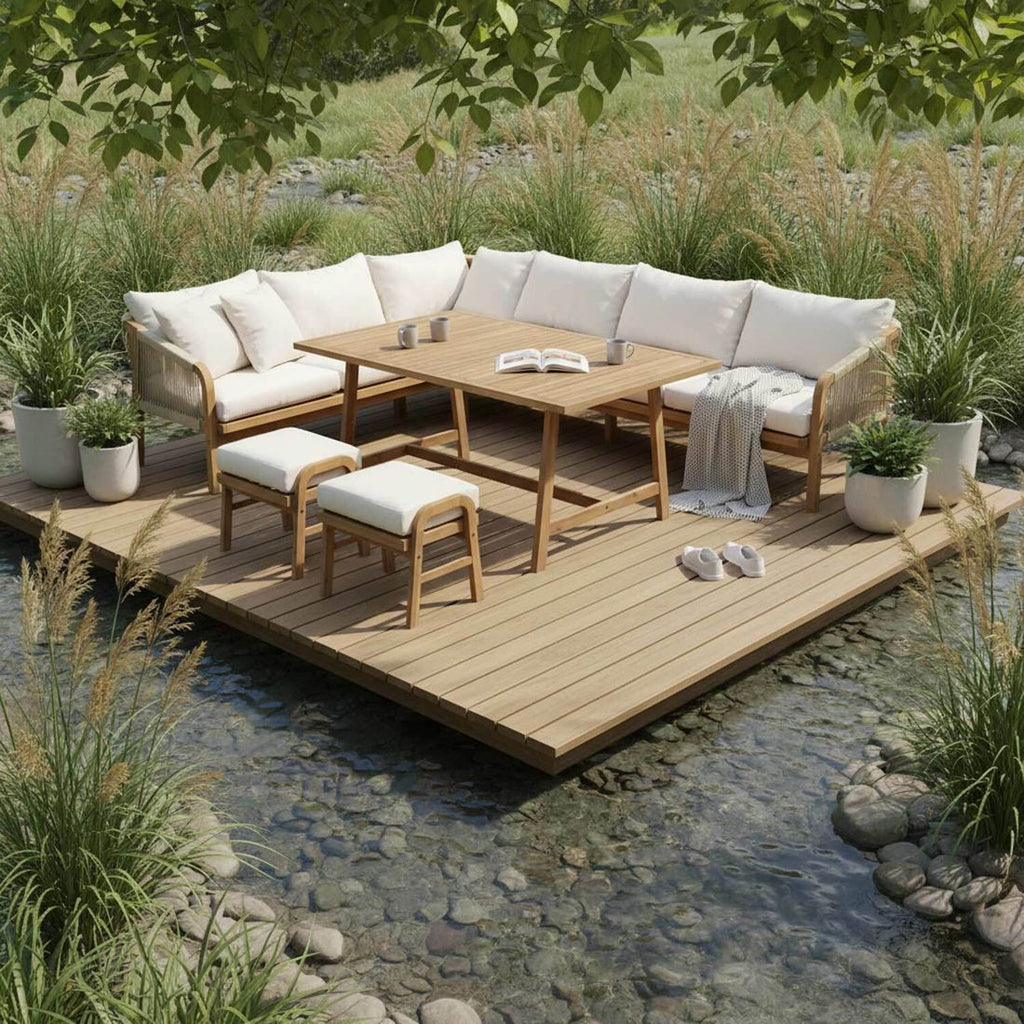 Spise-loungesett Pia akasie tau 150x90 cm forfra