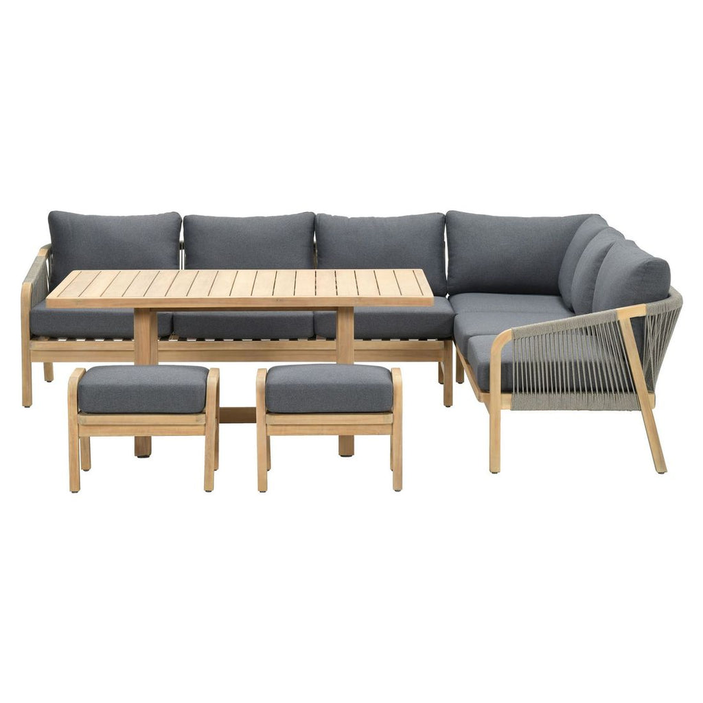 Detalj av spise-loungesett Santos akasie tau 150x90 cm materiale