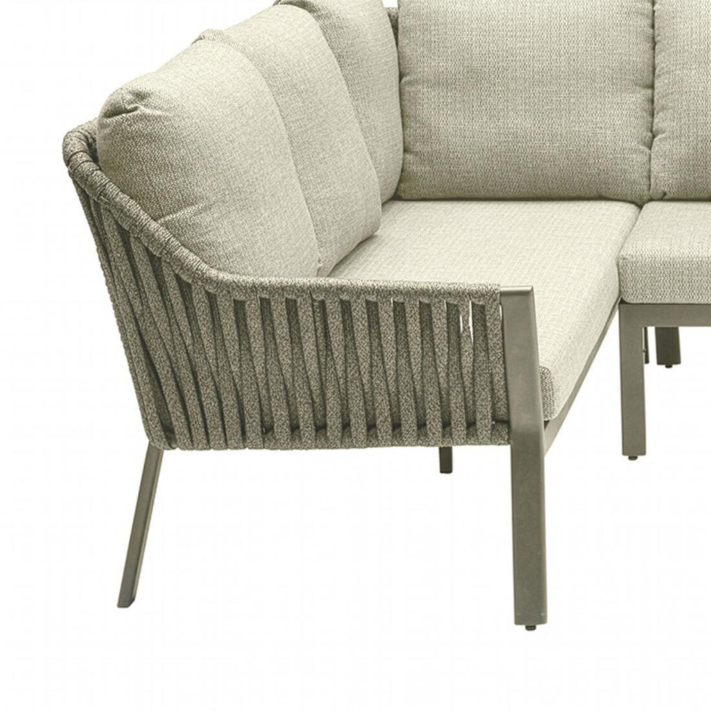 Spise-loungesett Sofano aluminium tau olefin 180x260 cm montert på terrasse
