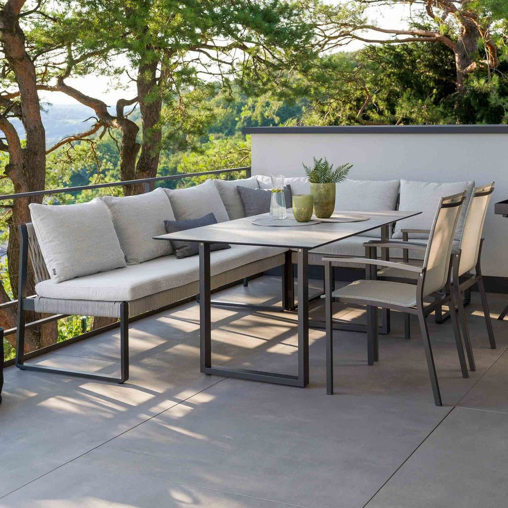 Spise-loungesett Tammo aluminium/tau 160x90 cm forfra