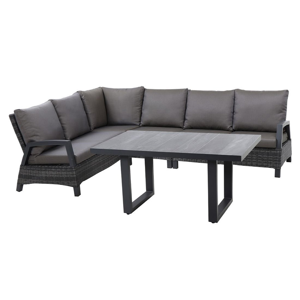 Spise-loungesett Taranto aluminium/polyrotting 140x85 cm bakside