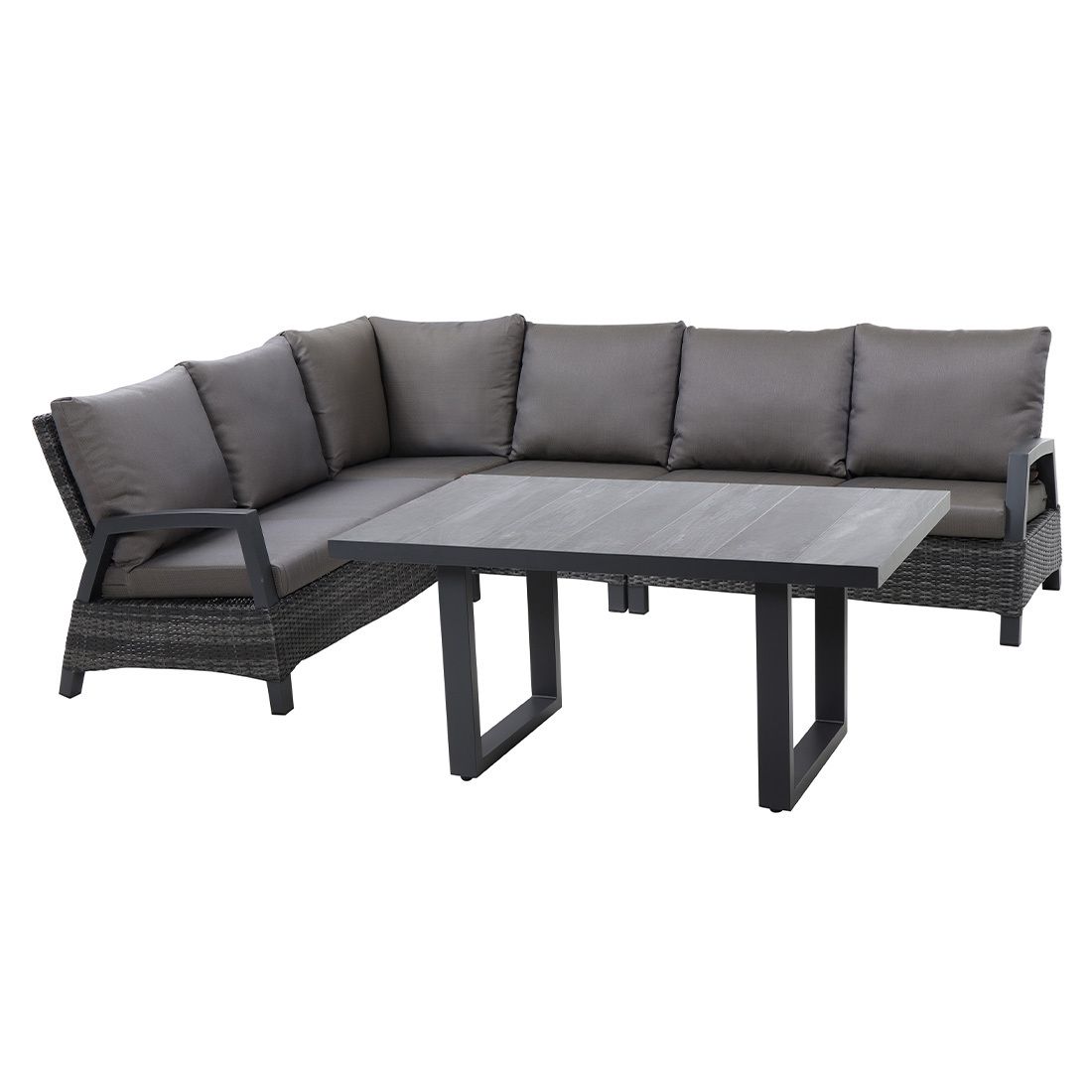 Spise-loungesett Taranto aluminium/polyrotting 140x85 cm bakside