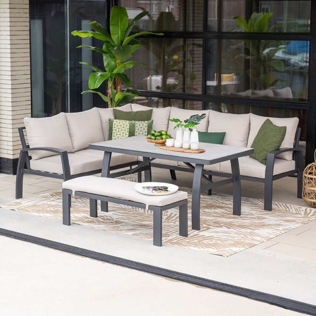 Spise-loungesett Vasano aluminium/keramikk forfra