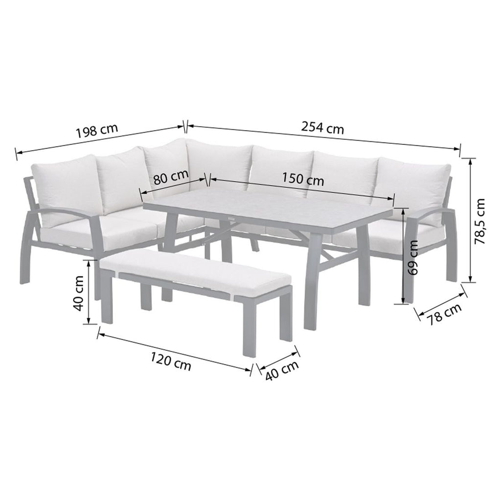Detalj av spise-loungesett Vasano aluminium/keramikk