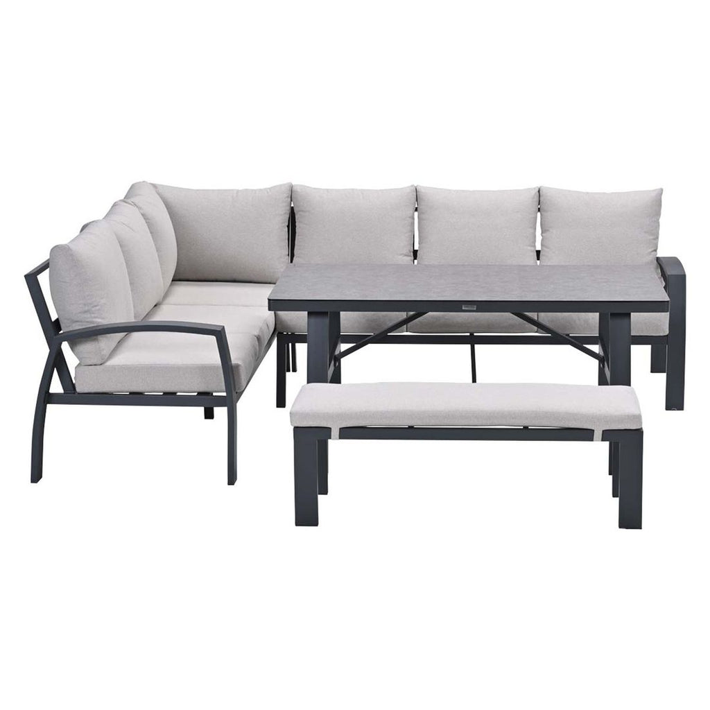 Montert spise-loungesett Vasano aluminium/keramikk ute