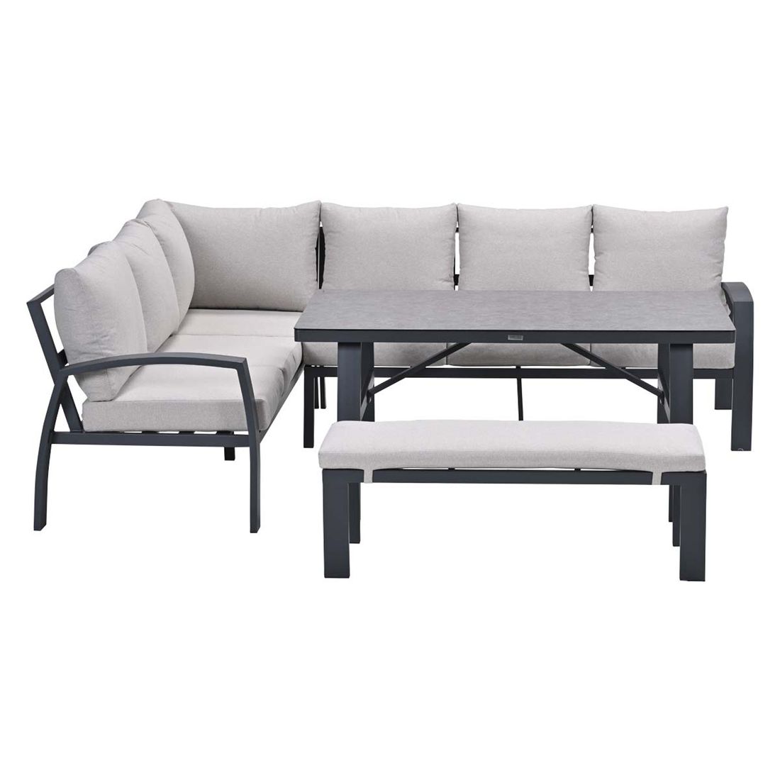 Montert spise-loungesett Vasano aluminium/keramikk ute