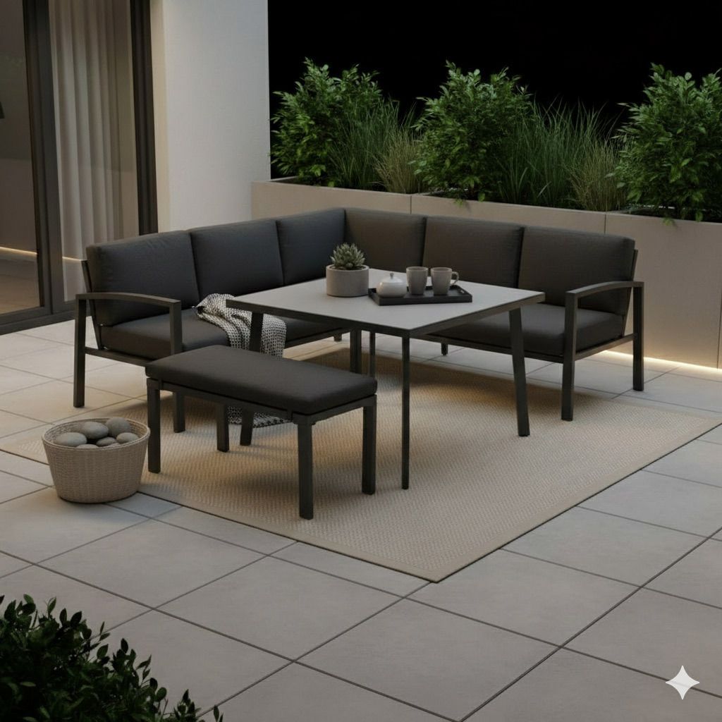 Spise-loungesett Wellington aluminium 100x100 cm - OUTLIV forside