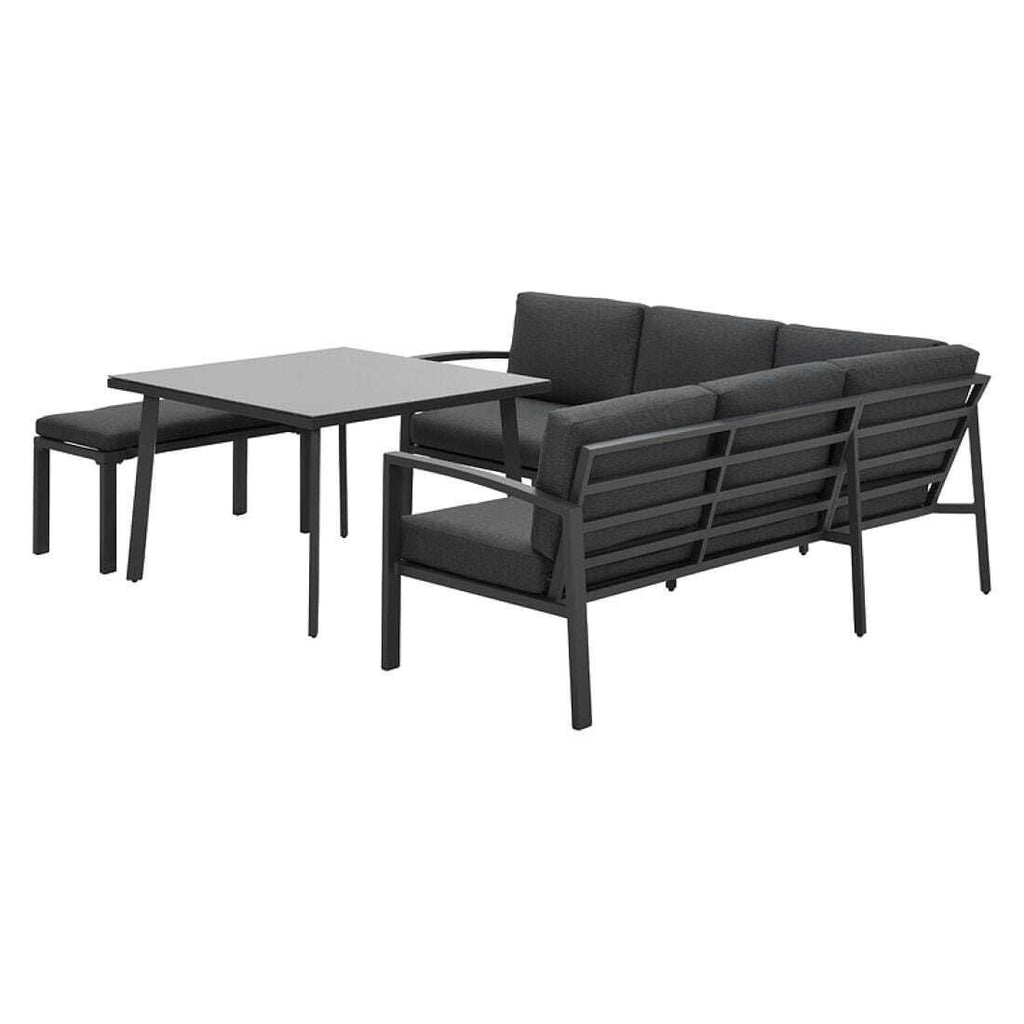 Montert spise-loungesett Wellington aluminium 100x100 cm - OUTLIV i hage