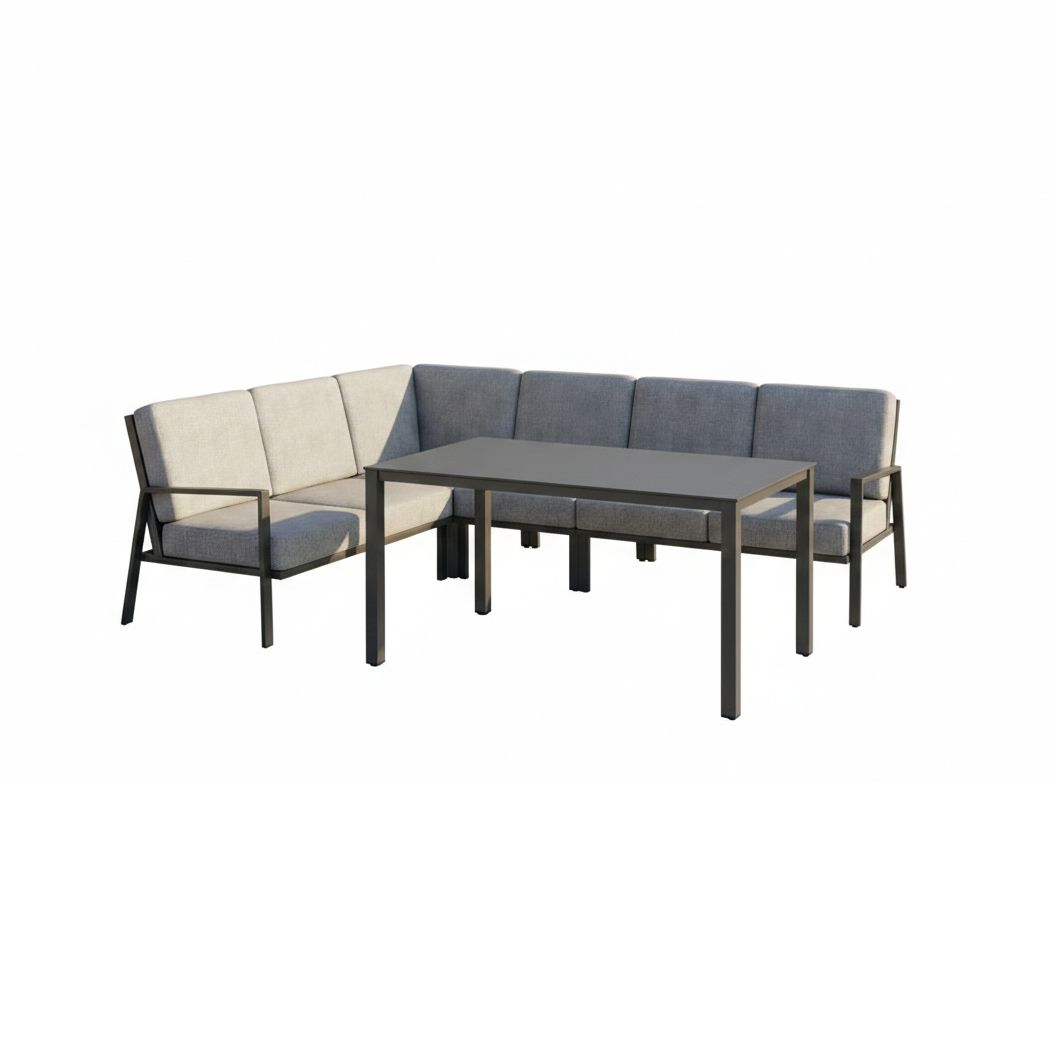 Spise-loungesett Zenith aluminium olefin 160x95 cm bakside