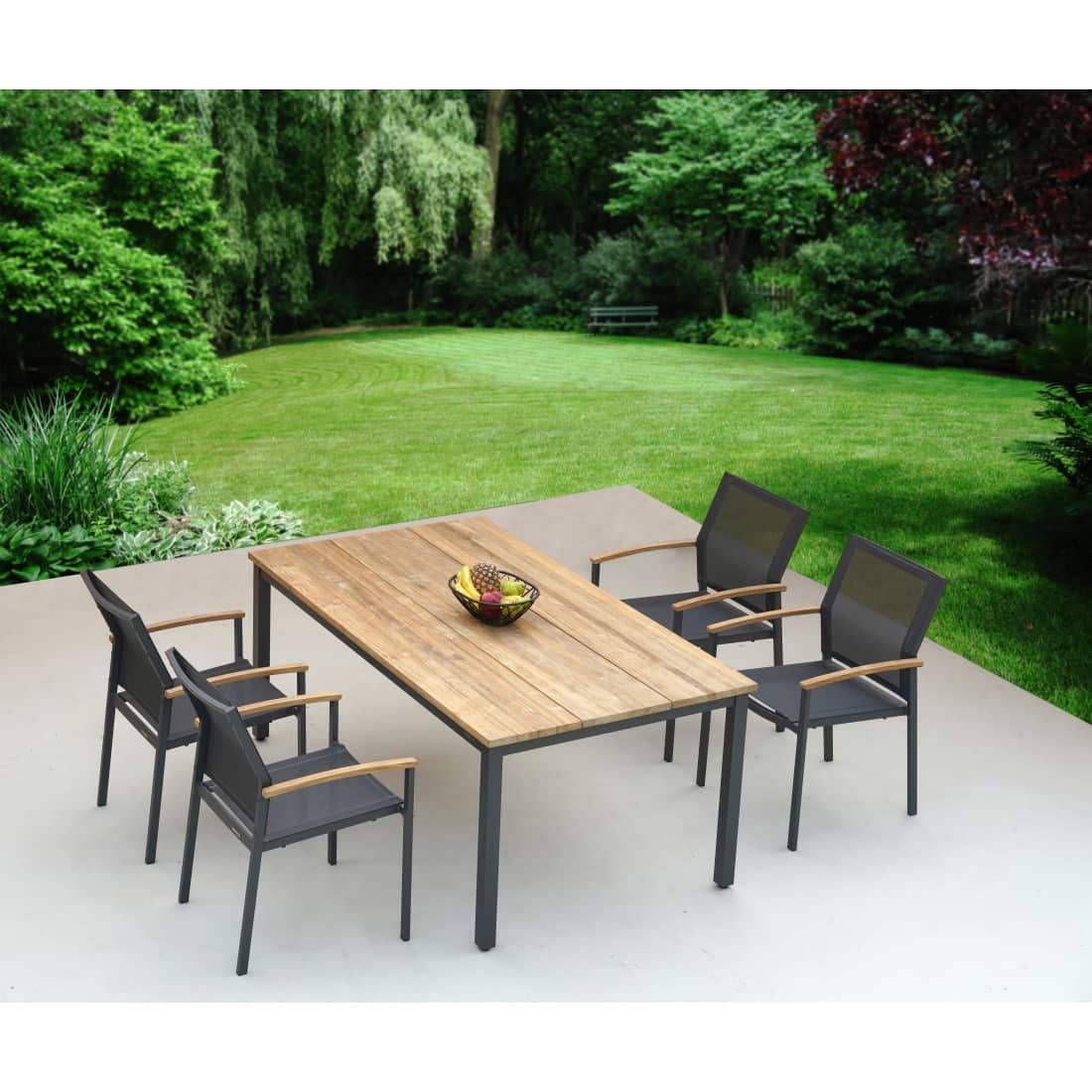 Spisesett ute Alex aluminium textilen 180x100 cm 4 plasser - Zebra forfra