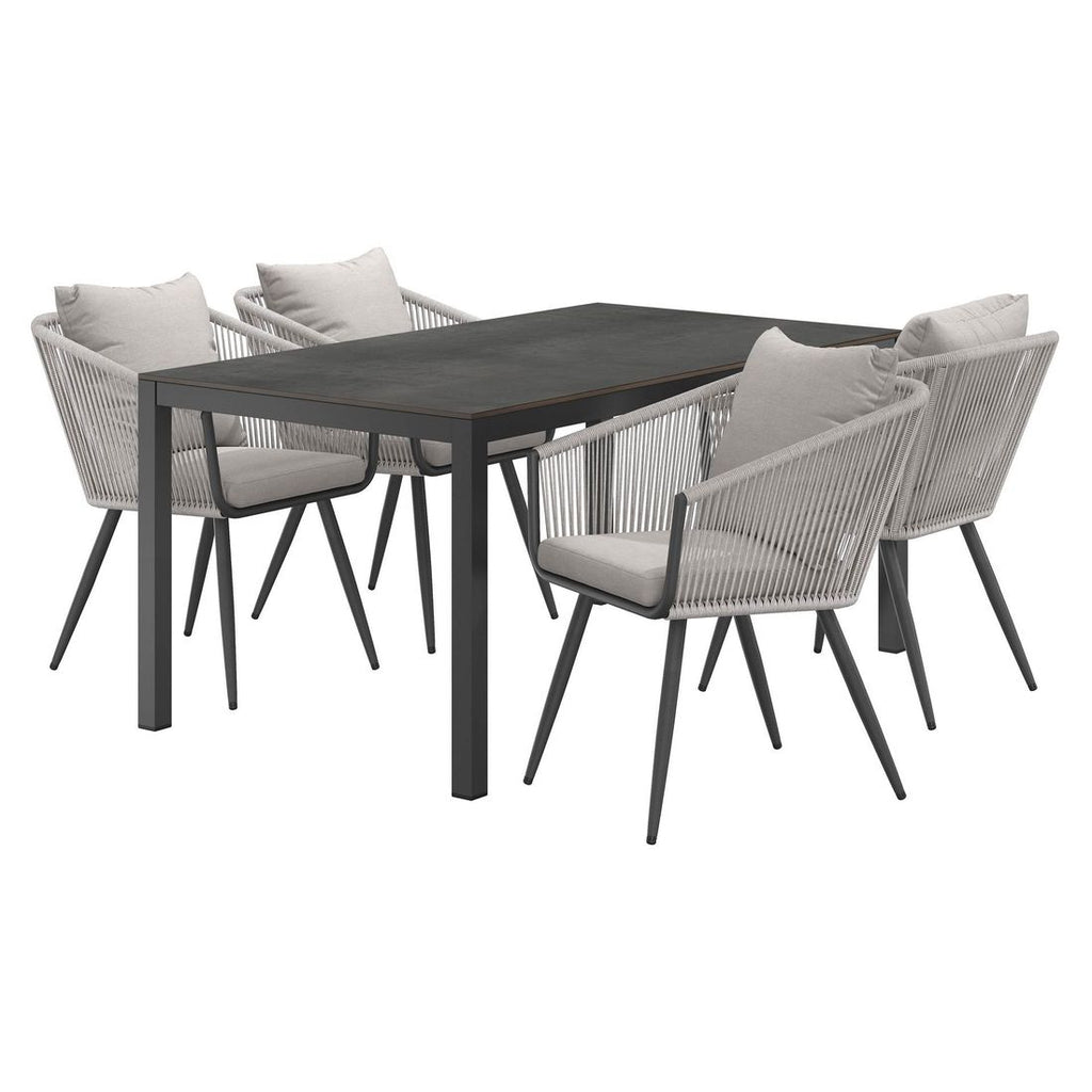 Spisesett ute Alex 4 plasser aluminium HPL bakside
