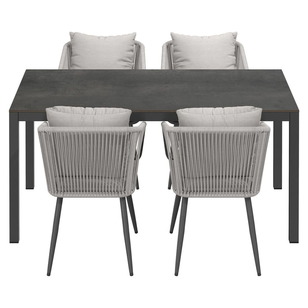 Spisesett ute Alex 4 plasser aluminium HPL montert i hage