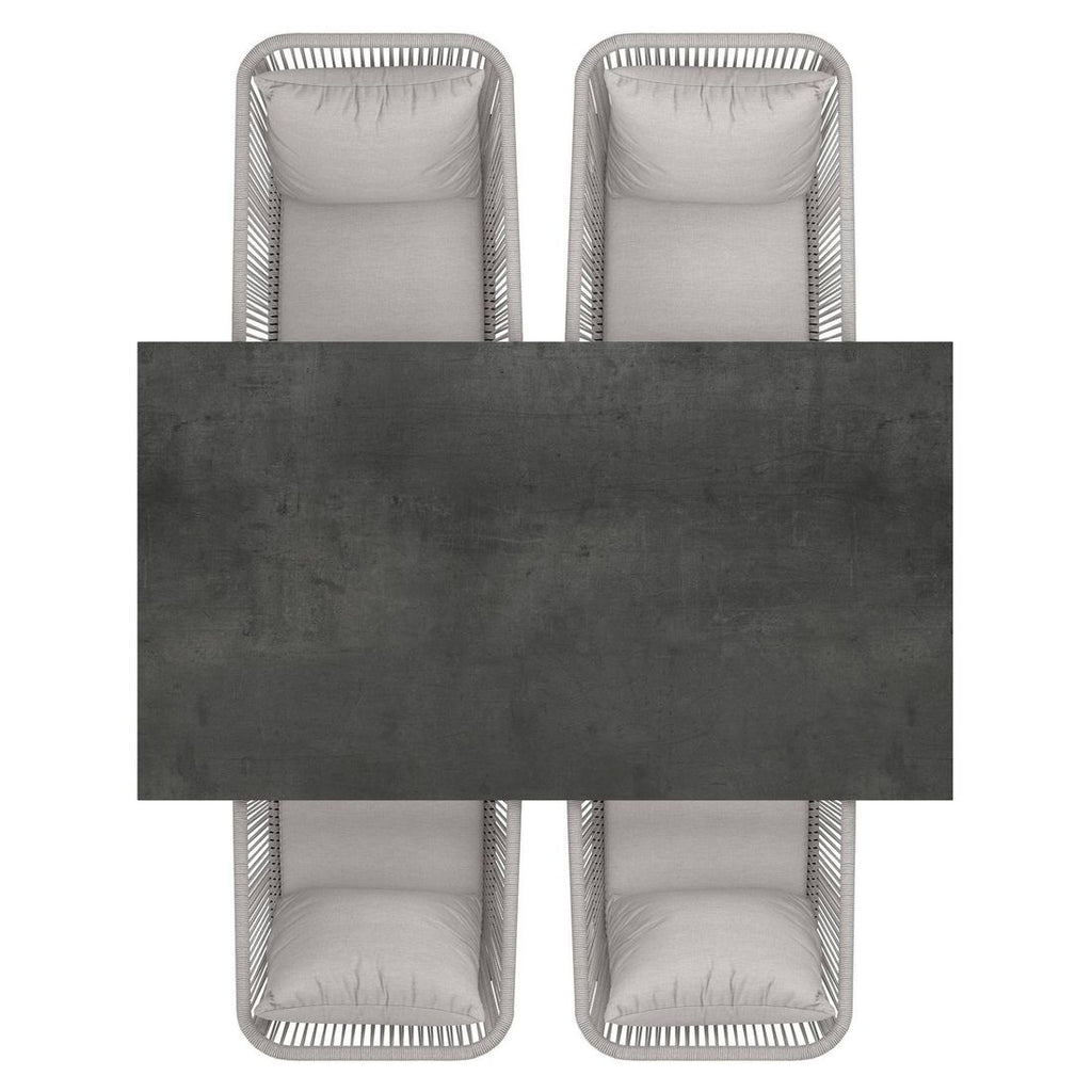 Spisesett ute Alex 4 plasser aluminium HPL nærbilde bordplate