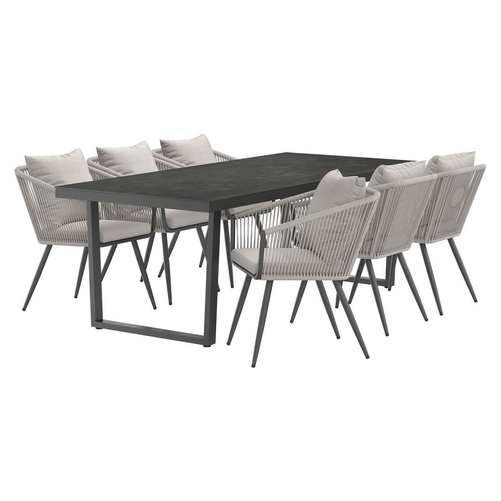 Spisesett ute Alex 6 plasser aluminium og keramikk bakside
