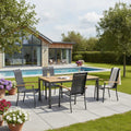 Spisesett ute Alice 4 plasser aluminium teak forfra