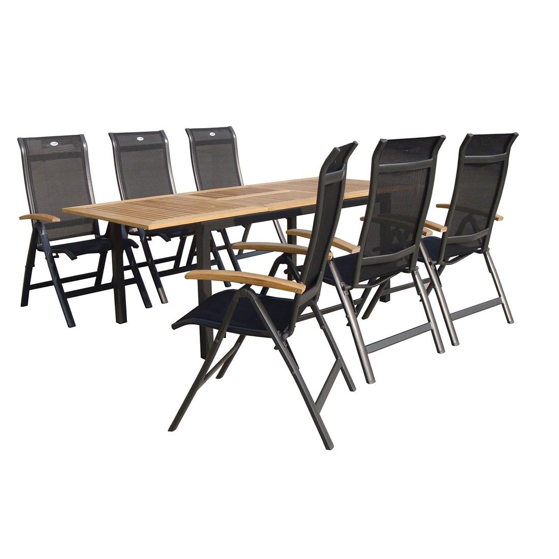 Spisesett ute Alice 6 plasser aluminium/teak 150/210x90 cm - Hartman forfra