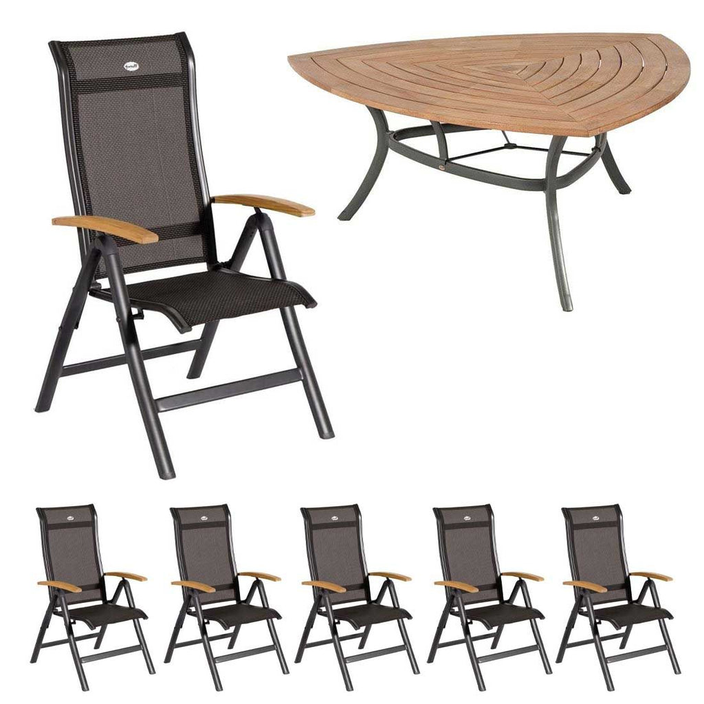 Spisesett ute Alice 6 plasser aluminium textilen 170x170 cm - Hartman forfra