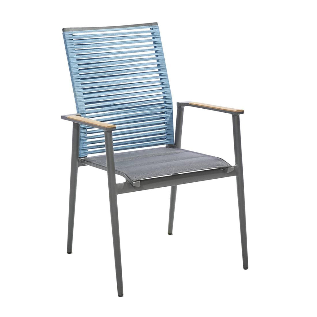 Spisesett ute Amsterdam 6 plasser aluminium teak montert på terrasse