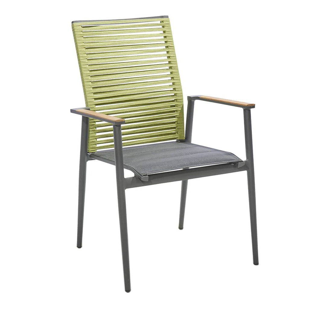 Spisesett ute Amsterdam 6 plasser aluminium teak nærbilde bordplate