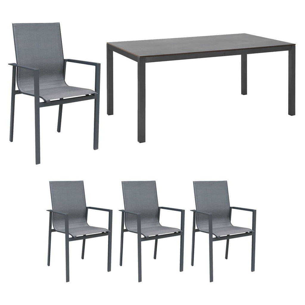 Spisesett ute Atlanta 4 plasser aluminium/textilen 160x90 cm - OUTLIV bakside
