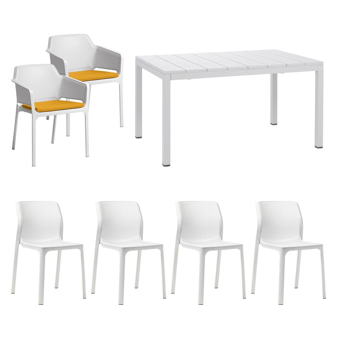 Spisesett ute Bit 6 plasser aluminium nærbilde av stol