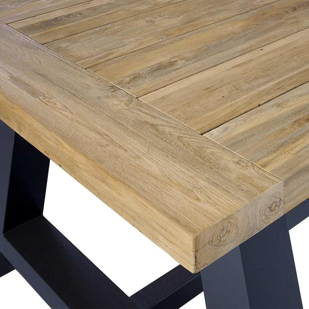 Spisesett ute Delphine 6 plasser, polyrotting/teak 240x100 cm aluminium ramme