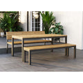 Spisesett ute Kobe 6 plasser aluminium teak 180x90 cm - OUTLIV forfra